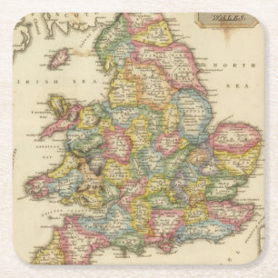 England and Wales Square Paper Coaster