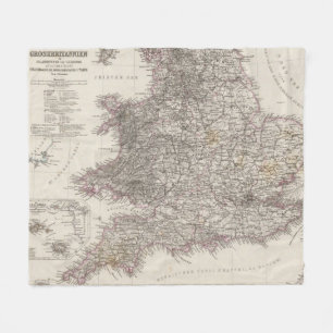 England Atlas Map Fleece Blanket
