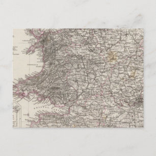England Atlas Map Postcard