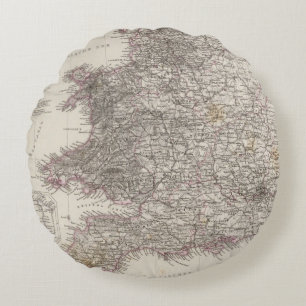 England Atlas Map Round Cushion