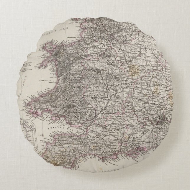 England Atlas Map Round Cushion (Front)