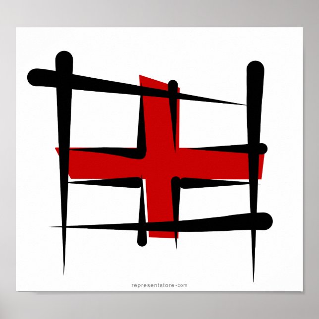 England Brush Flag Poster (Front)