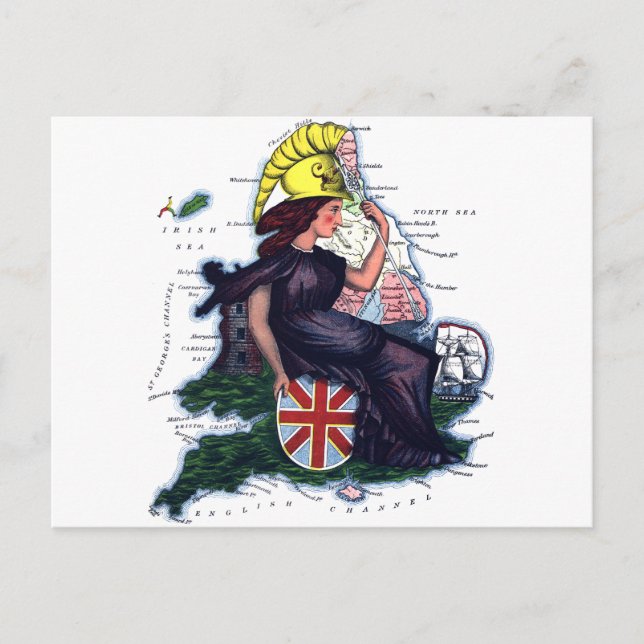 England Caricature Map Postcard (Front)