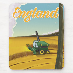 England combine harvester travel poster mouse pad