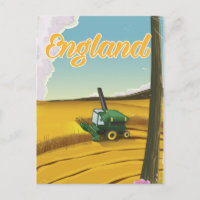 England combine harvester travel poster