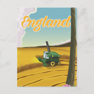 England combine harvester travel poster postcard