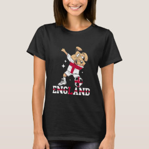 England Dabbing Dog Soccer Flag Pride Football Pla T-Shirt