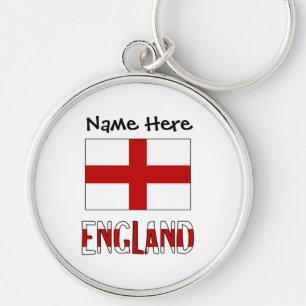 England English Flag Black Personalisation  Key Ring