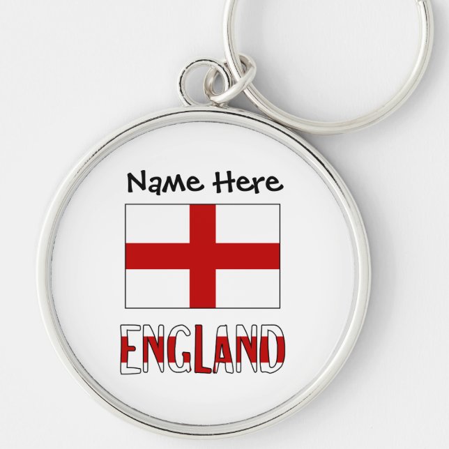 England English Flag Black Personalisation  Key Ring (Front)