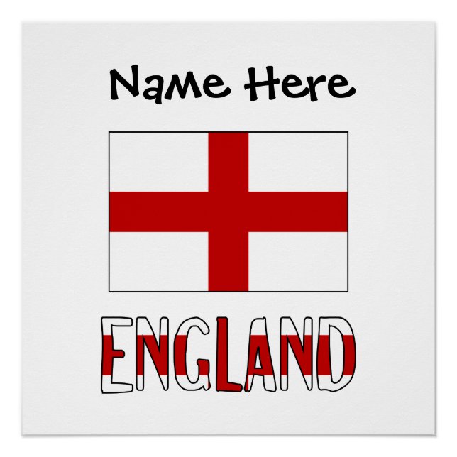 England English Flag Black Personalisation  Poster (Front)