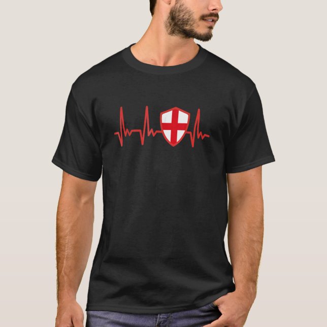 England English Flag Heartbeat Proud T-Shirt (Front)