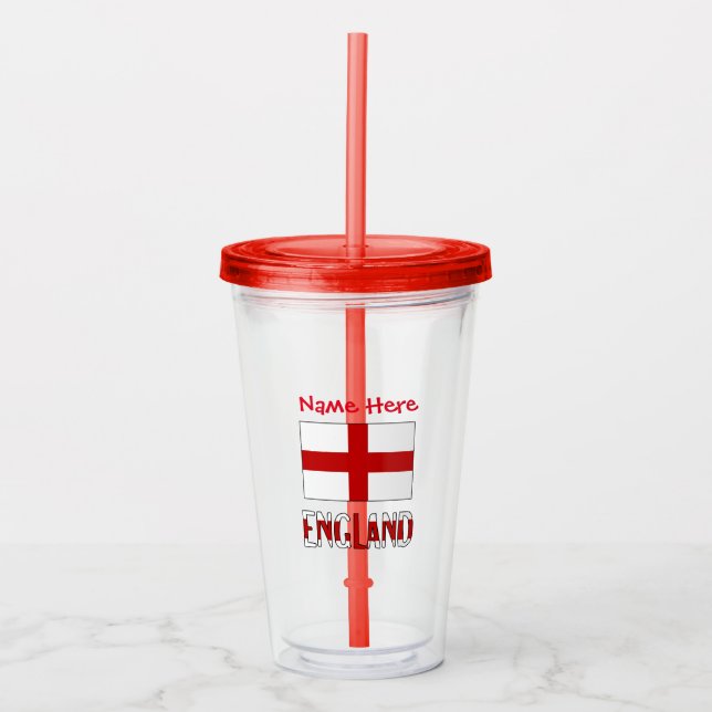 England English Flag Red Personalisation  Acrylic Tumbler (Front)