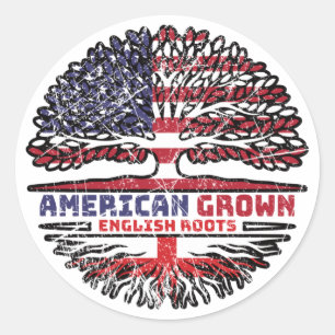 England English US American USA United States Tree Classic Round Sticker