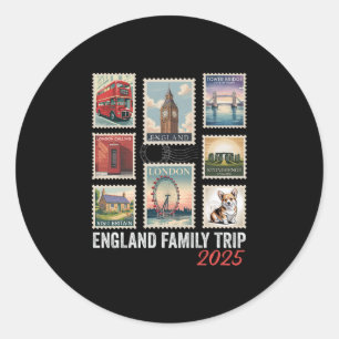 England Family Trip 2025 Postage Stamp London Eye Classic Round Sticker