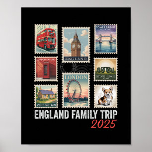 England Family Trip 2025 Postage Stamp London Eye Poster