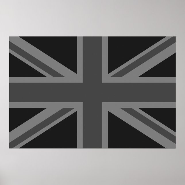 England Flag Black Grey Poster (Front)