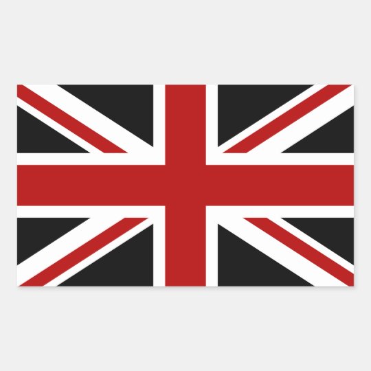 England Flag Black Red White Rectangular Sticker