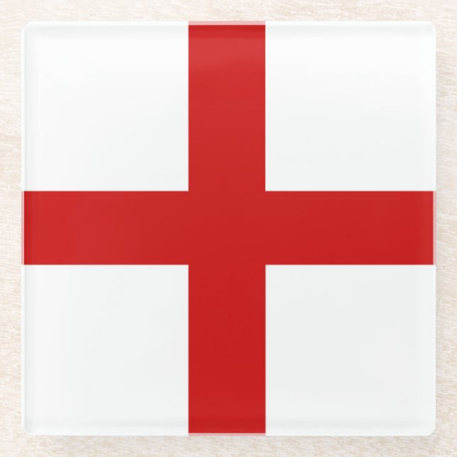 England Flag Button Glass Coaster (Front)