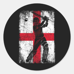 England Flag Cricket Jersey Fan Player Coach Classic Round Sticker