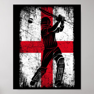 England Flag Cricket Jersey Fan Player Coach  Poster