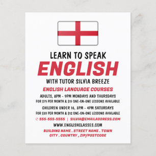 England Flag, English Language Course Advertising Flyer