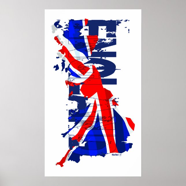 England Flag Map 02 Poster (Front)