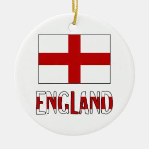 England Flag & Name Ceramic Ornament