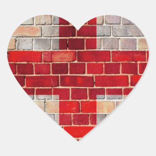 England flag on a brick wall heart sticker