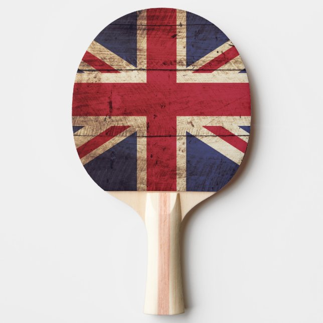 England Flag on Old Wood Grain Ping Pong Paddle (Front)