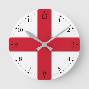 England Flag Round Clock