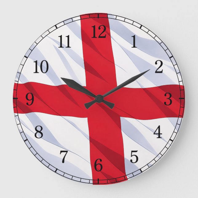 England Flag Wall Clock — Waving Flag Design (Front)