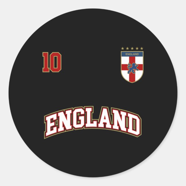 England Football Team Number 10 English Flag Socce Classic Round Sticker (Front)