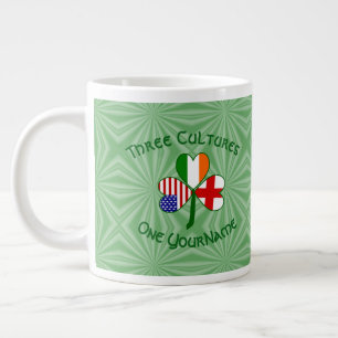 England Ireland USA Shamrock Flag Personalised  Large Coffee Mug