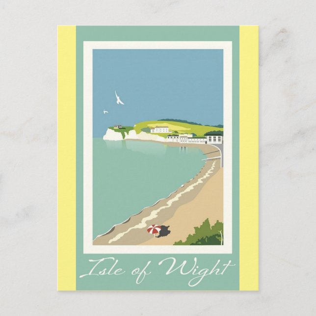 England Isle of Wight Vintage Travel Poster Postcard (Front)