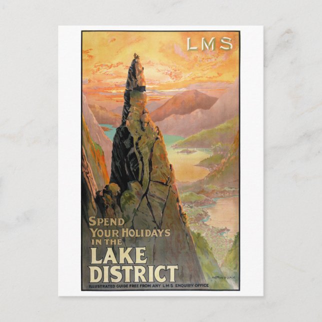 England Lake District Vintage Travel Poster Postcard (Front)