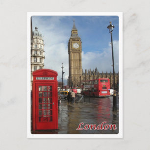 England - London - Big Ben - double-decke - Postcard