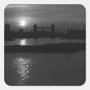 England London sunset Tower Bridge 1970 Square Sticker