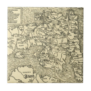 England Map in Ptolemy 's Geographia Universalis Ceramic Tile