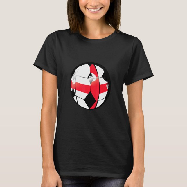 England National Flag Soccer Ball Fan Jersey T-Shirt (Front)