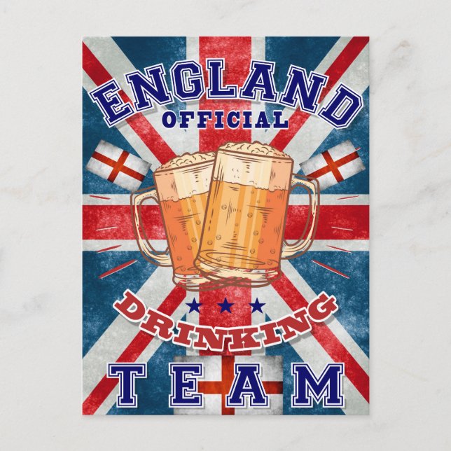England Official Drinking Team. Funny beer Postcard (Front)