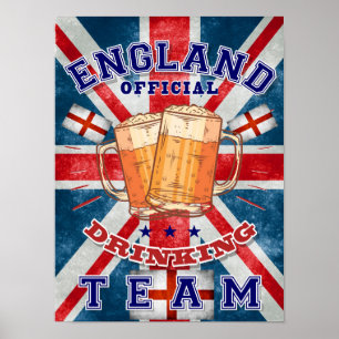 England Official Drinking Team. Funny beer Poster