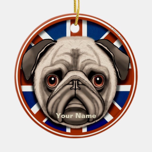 England Pug  ornament (Front)