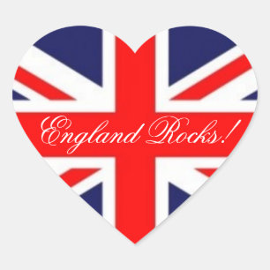 England Rocks-Union Jack Flag Heart Sticker