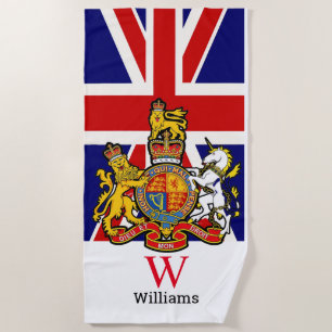 England Royal Crest Monogram Beach Towel