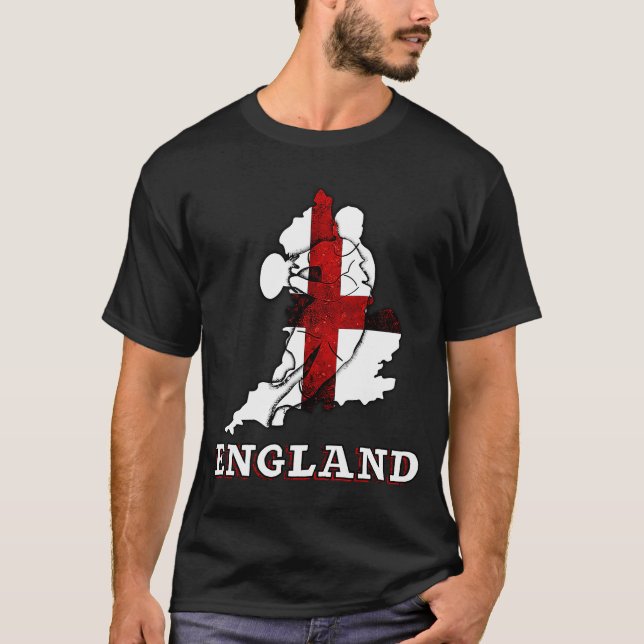 England Rugby English Flag and Rugby Player Silhou T-Shirt (Front)