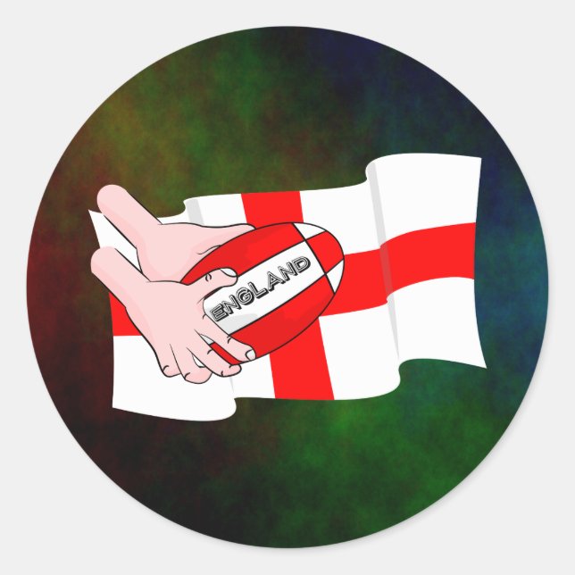 England Rugby Team Supporters Flag With Ball Classic Round Sticker (Front)