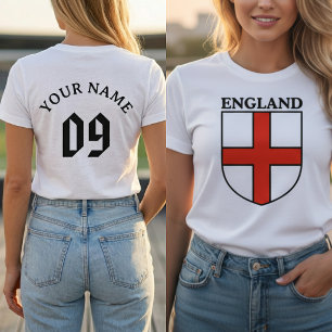 England Shield Crest Personalised Name Number T-Shirt