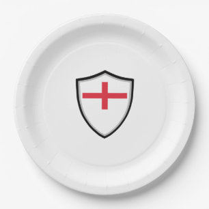 England shield flag paper plate