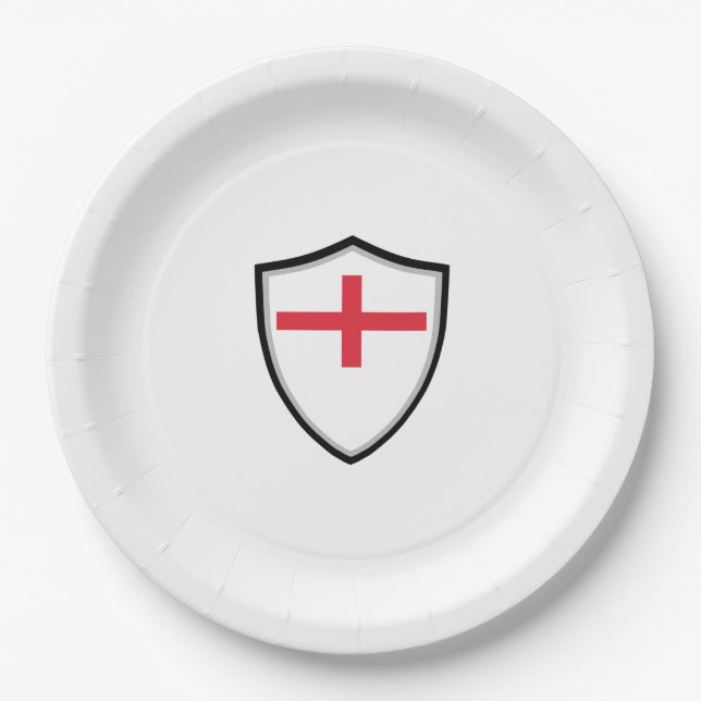 England shield flag paper plate (Front)