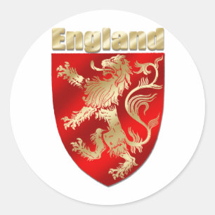 England Silky Shaded Rampant lion sheild Classic Round Sticker